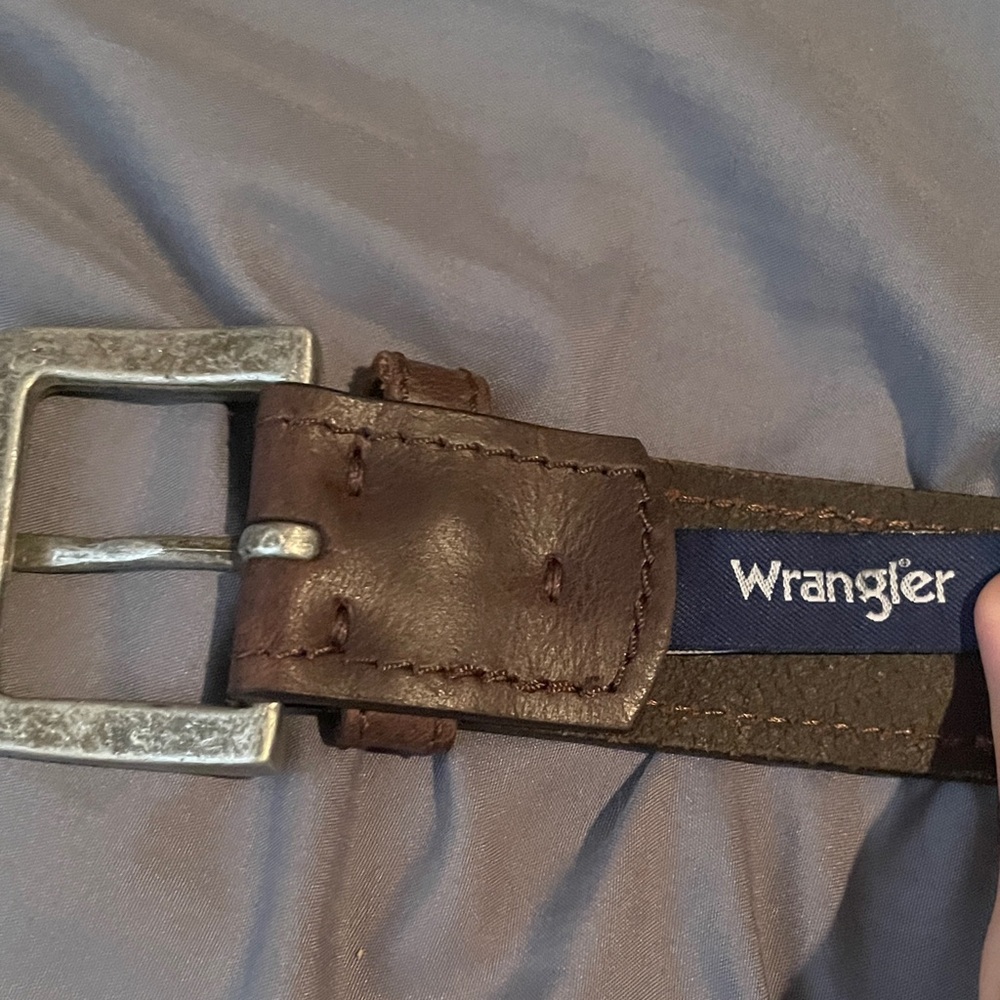 Wrangler Brown Leather Belt with Silver Buckle